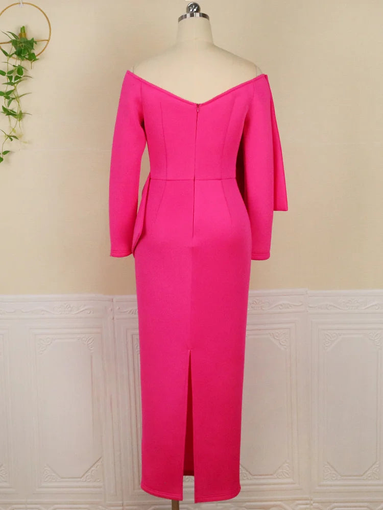 Evening wear Dresses: Women Long Party Dresses Bare Shoulder Big Bow