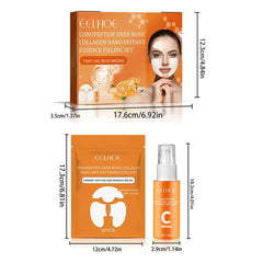 Korean Collagen Essence Facial Kit Collagen Face Patches VC Essence Spray Anti-Aging Instant Moisturizing Firming Skin Care