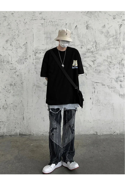 Harajuku Cat Cartoon Eating Noodles Graphic Men Women Tshirts Casual Short Sleeve Tees Japan Style Oversized T Shirt Clothing