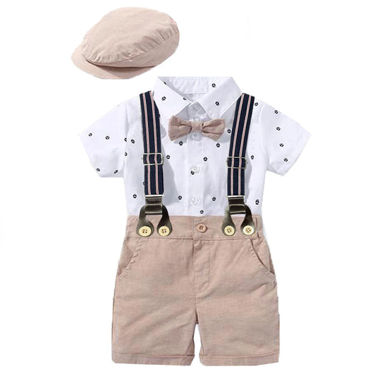 Baby Boy Clothing Suit Newborn Handsome Romper Bow Set Birthday Festival Gift Jumpsuit Hat Toddler Boys Wedding Outfit Dress