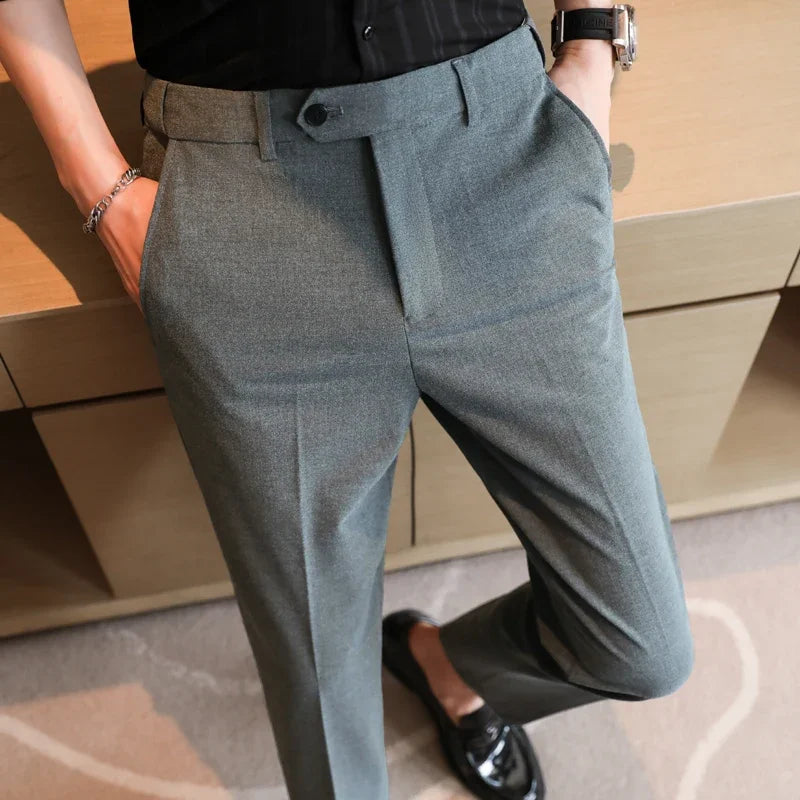 Men Business Social Suit Pant 2024 Spring Formal Slim Wedding Trouser Mens Brand Fashion