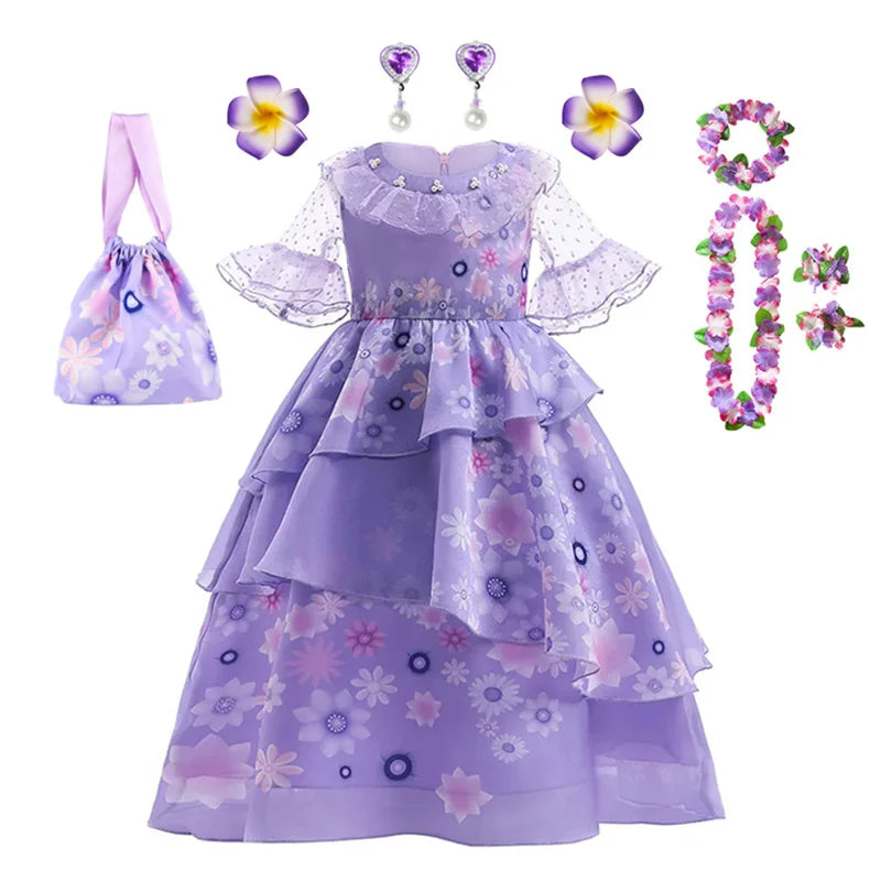 Princess Purple Fancy Ruffles Birthday Party Dress Up Gown For Girls Halloween
