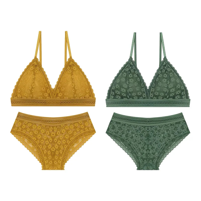 Bra and Panty Set Push Up Seamless Bras Mid Waist Briefs Underwear Sets