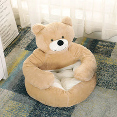 Semi-Enclosed Bear Pet Dog Bed Ultra Soft Cat Bed Detachable Plush Puppy Bed