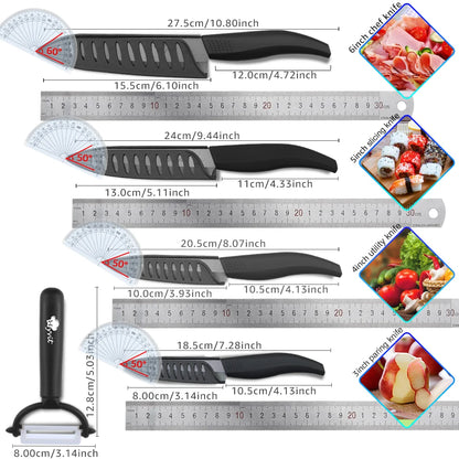Ceramic Knife 3 4 5 6 inch Serrated Bread Knife Kitchen Black Zirconia Blade Knife