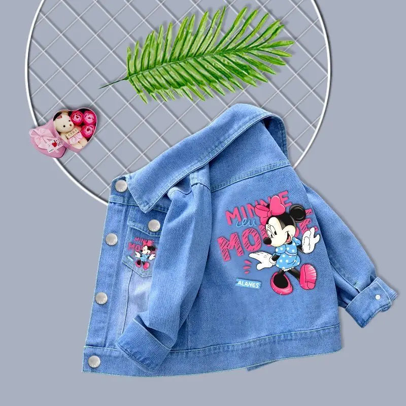 2023 New Baby Boys Girls Denim Mickey Minnie Mouse Jacket Coat Spring Autumn Children Outerwear Kids Cotton Clothes for 2-9 Year