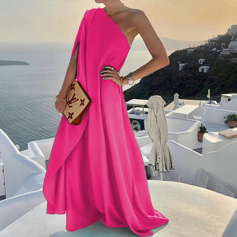 Evening wear Dresses: Elegant Off Shoulder Boho Long Party Dress Women