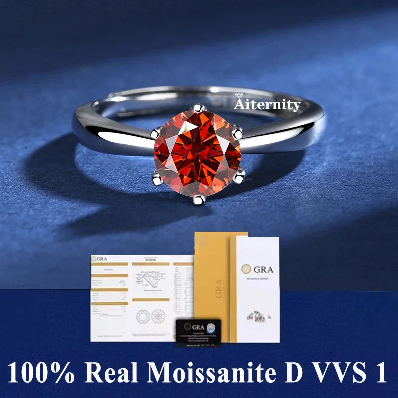 NEW 100% Real Moissanite Ring D VVS1 Pass Diamond Test Pen Adjustable Size S925 Sliver GRA Certificate Wedding Rings for Women