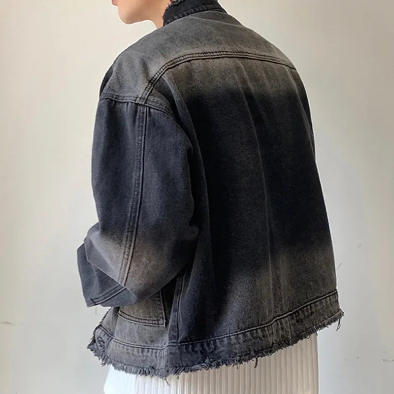 Men's Washed Denim Jackets Vintage Casual Short Jean Coat Streetwear