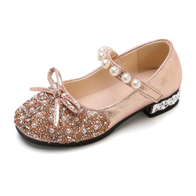 Summer Girls Shoes Bead Mary Janes Flats Fling Princess Glitter Shoes