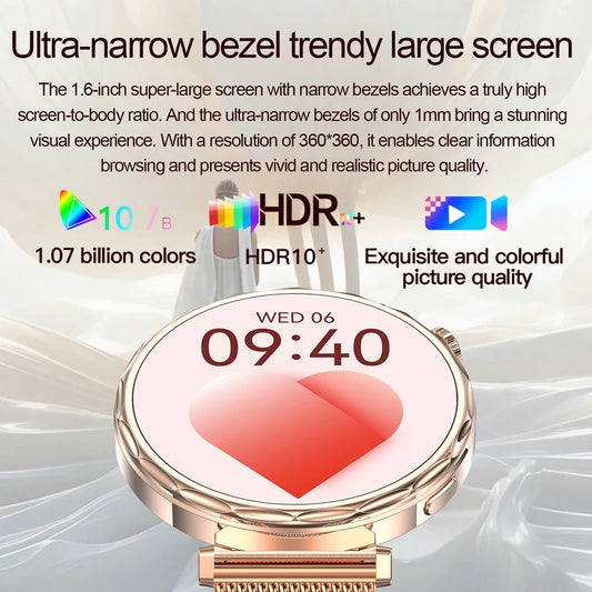 Fashion Women's Smart Watch AMOLED HD Screen Health Monitoring GPS Sports Track Watch Bluetooth Call Smartwatch Android IOS