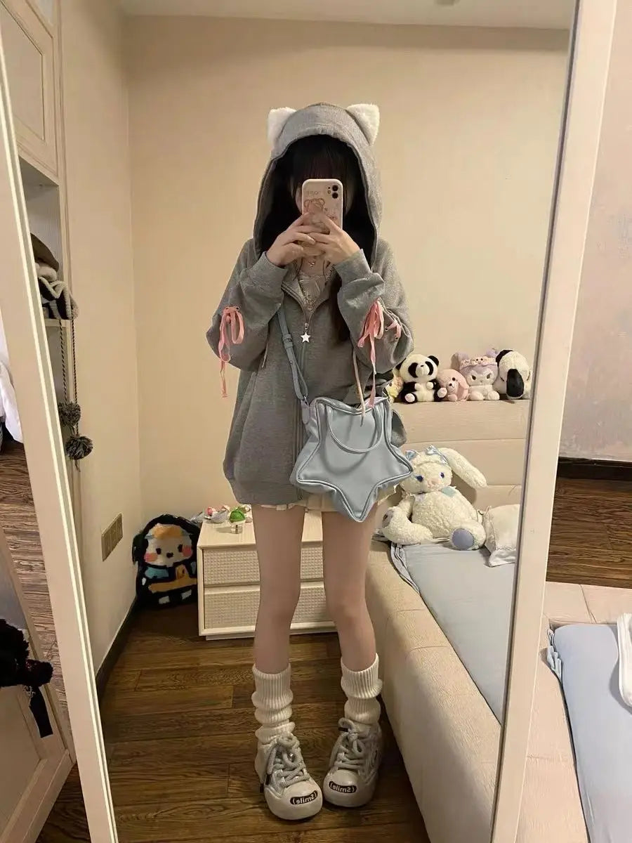 Kawaii Sweet Harajuku Hoodie Women Japanese Fashion Cute Cat