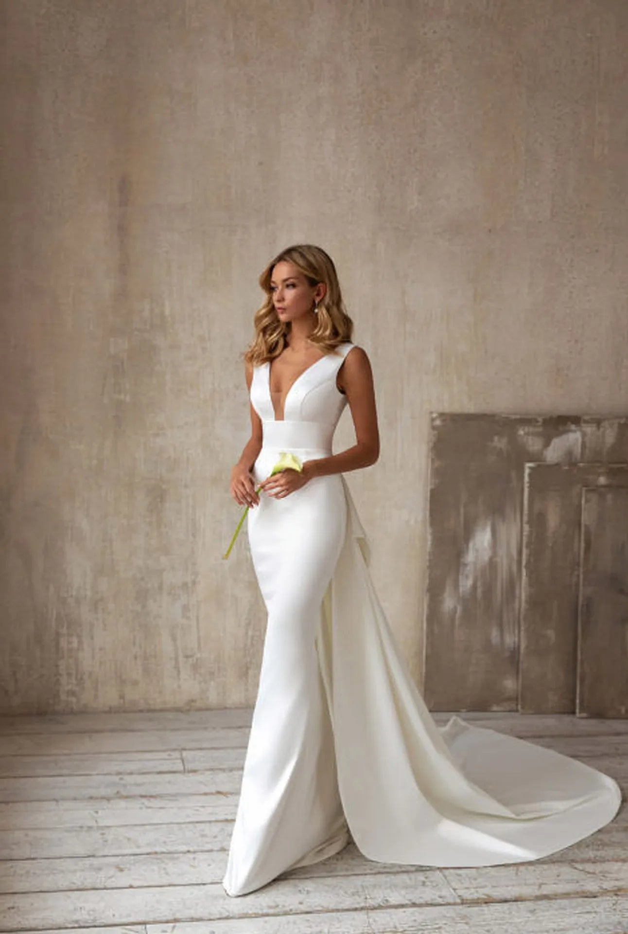 Evening Dresses V-Neck Mermaid Floor-Length Sleeveless Chiffon