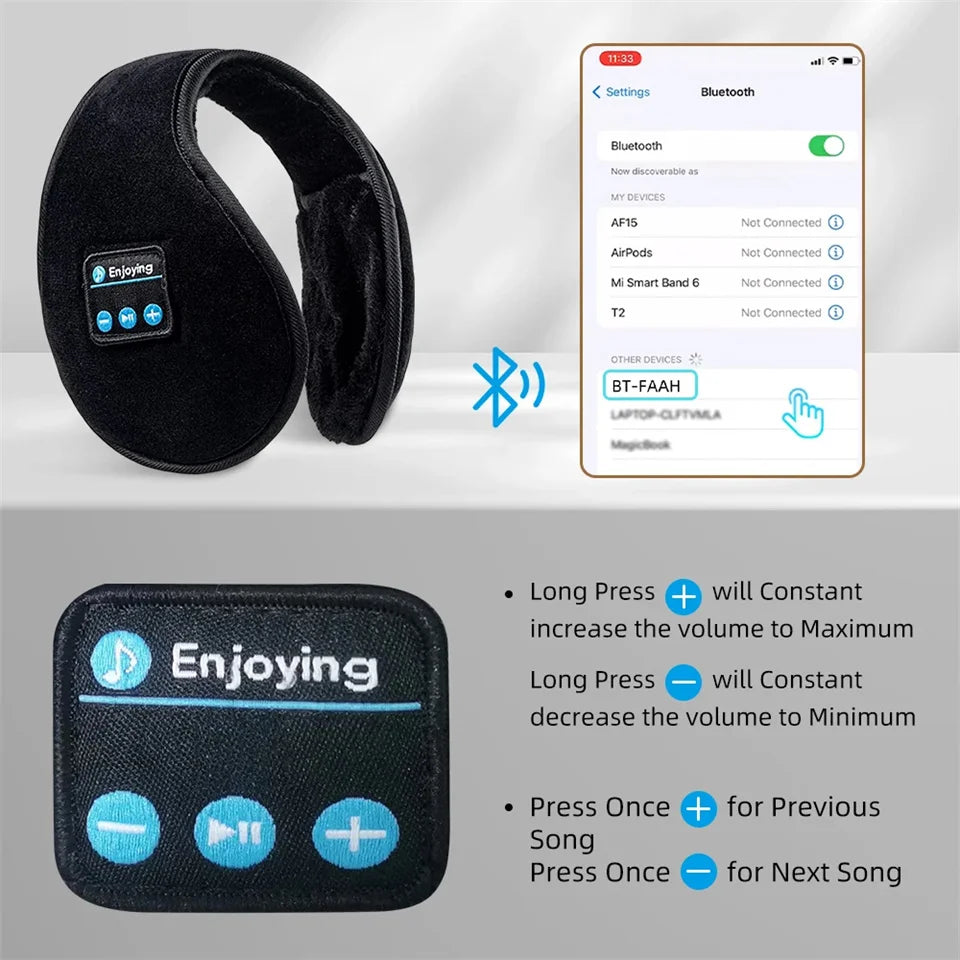 Wireless Ear muffs Bluetooth Headphones Earmuffs Winter Earplug Casual Cap Sports riding warmer Earmuff men women music Earphone