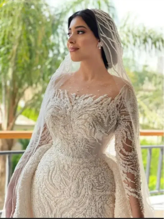 White Bridesmaid Dresses: Wedding Gown Beaded Mermaid Bride Dresses For Women