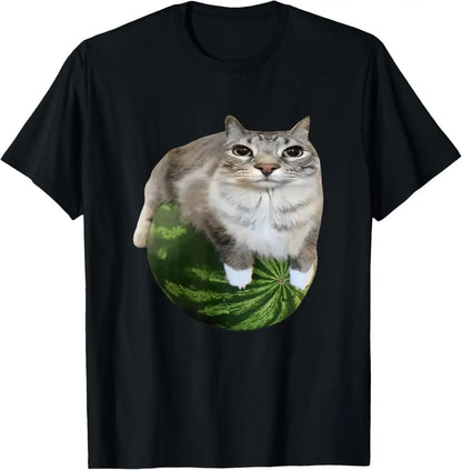 90s Y2k Watermelon Cat Silly Cat Meme T-Shirt A Hilarious Watermelon Print Shirt Is A Stylish Top Tee Women
