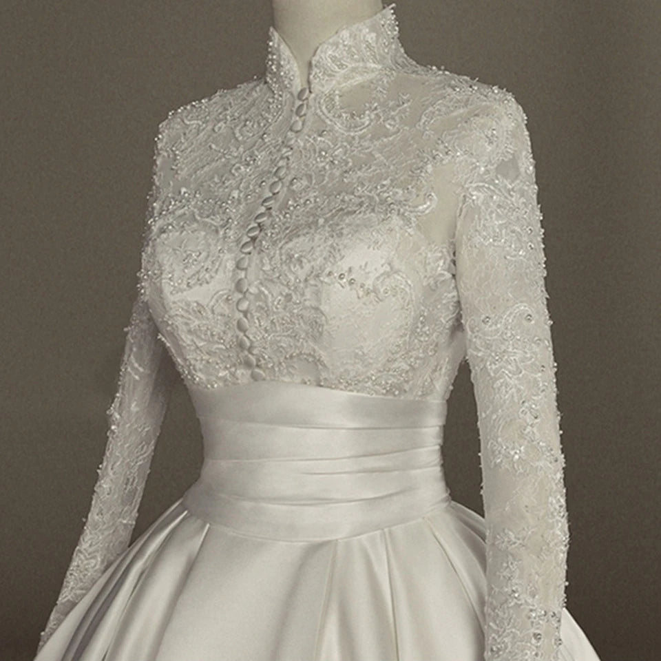 White Bridesmaid Dresses: Long Sleeves White Wedding Dress Ball Gown Floor Length