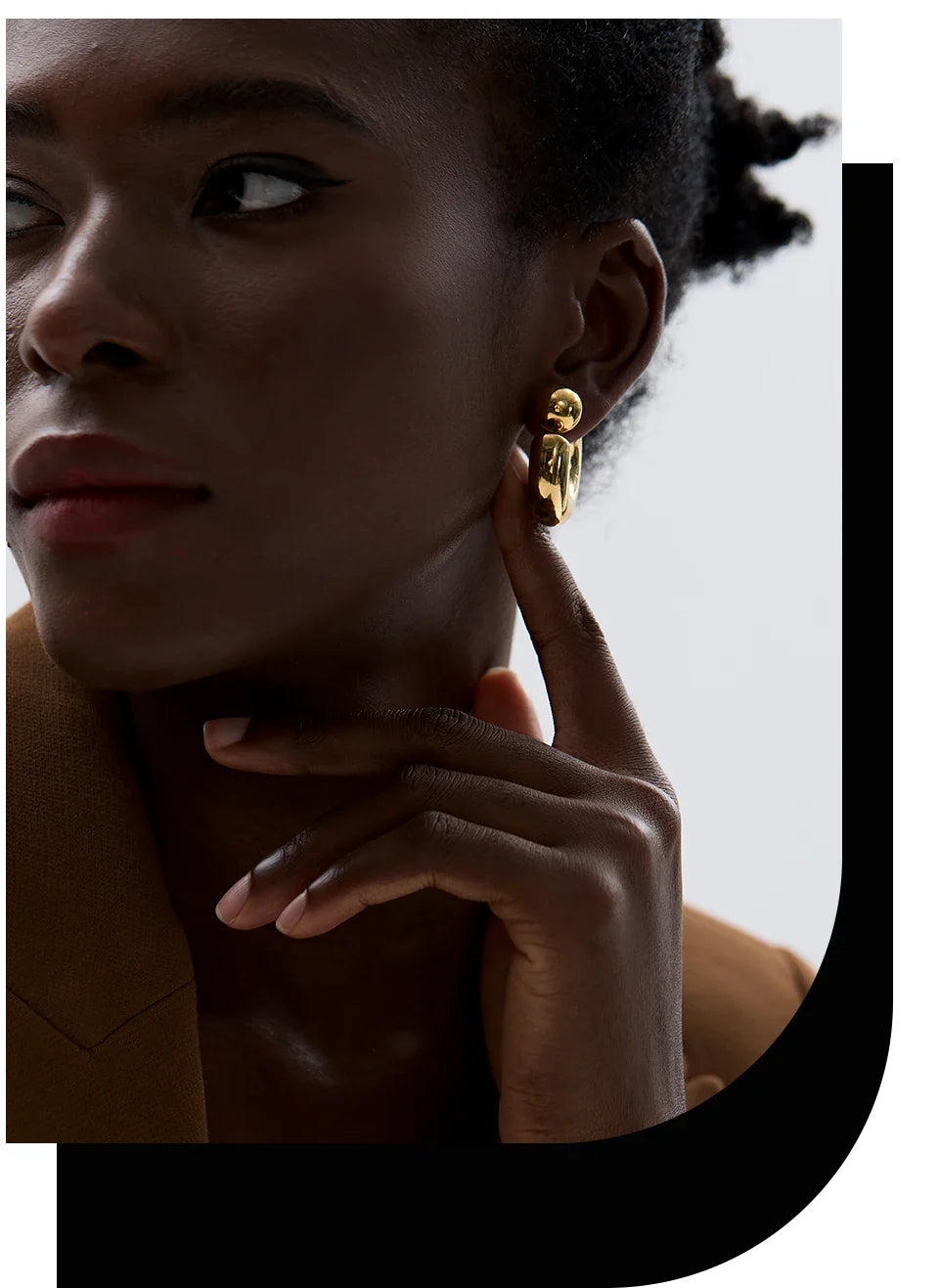 Yhpup Stainless Steel C Shape Round Chunky Unusual Earrings Jewelry Waterproof Metal Texture Attractive Women Accessories Gift