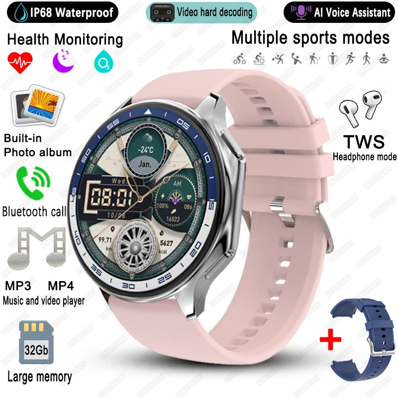 2025 New For OPPO Watch X Smart Watch 4G Memory Music Video HD Bluetooth Call IP68 Waterproof AMOLED Smart Watch TWS Earphones