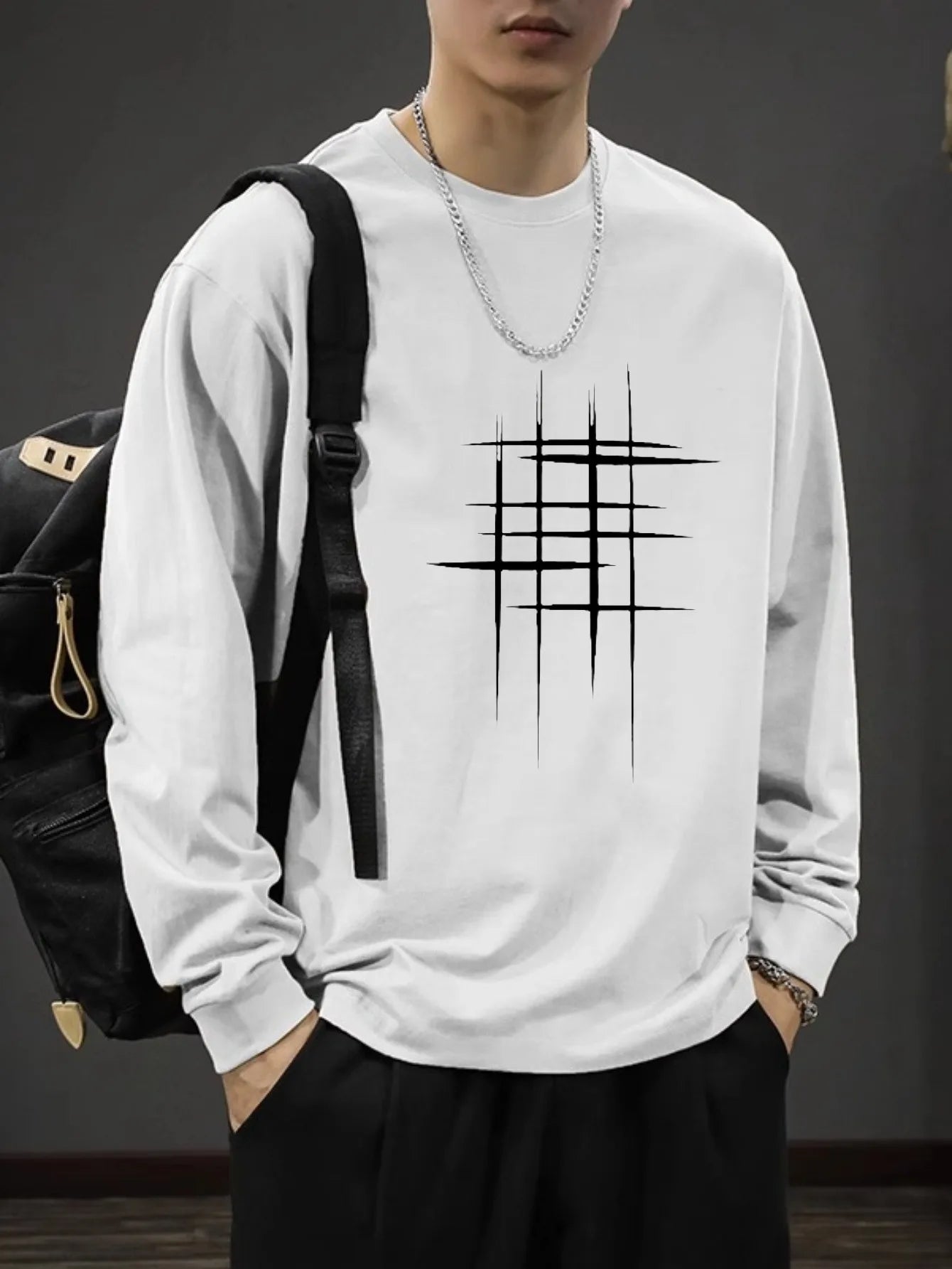 T-shirt for Men Summer Cross of Thorns Suitcase Men's T-shirts Long-sleeved Dark Hip-hop Men's oversize t-shirt Y2k T Shirt Tops