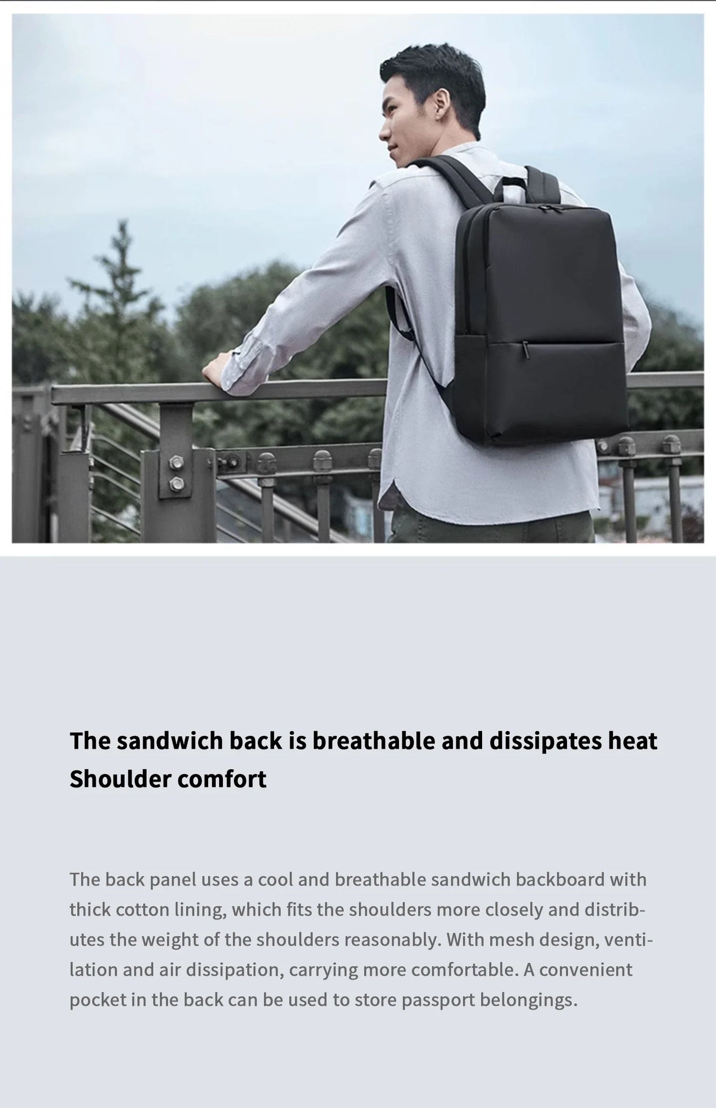 Xiaomi classic business backpack fashion laptop bag for men and women travel large capacity backpack.
