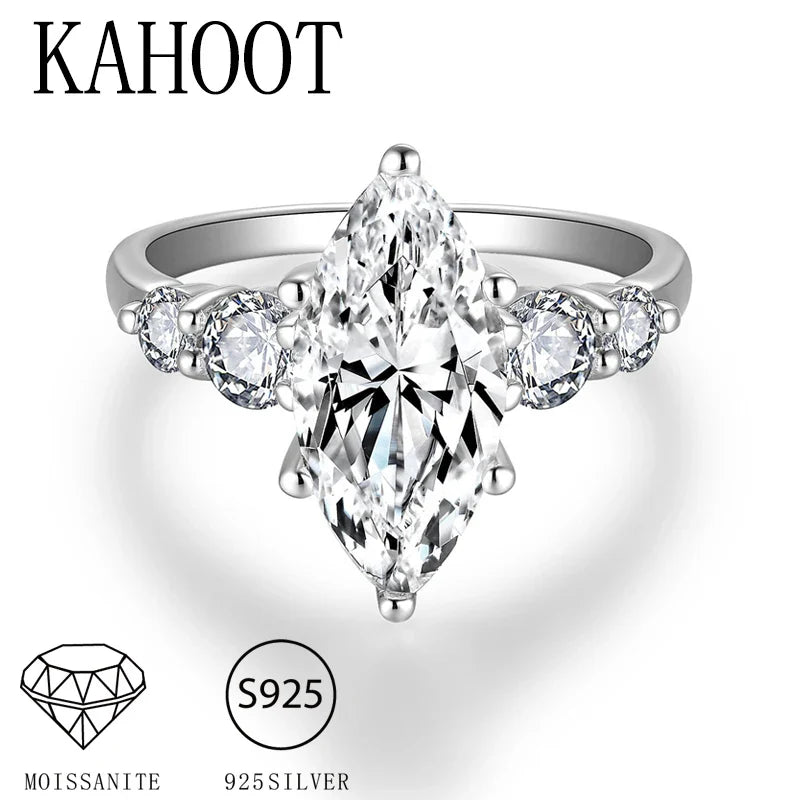 A 925 silver 3 carat horse eye moissanite special-shaped ring fashionable classic men's and women's couple ring wedding ring