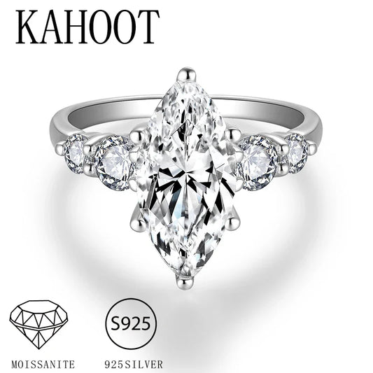 A 925 silver 3 carat horse eye moissanite special-shaped ring fashionable classic men's and women's couple ring wedding ring