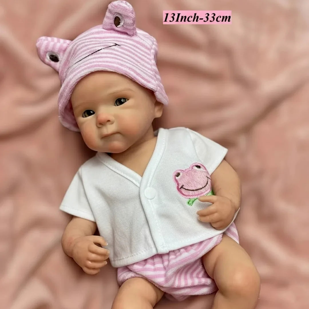 13Inch Bettie Silicone Reborn Doll With Open Mouth & 2 Sets Clothes Handmade Painted Skin Waterproof Reborn Girl Doll