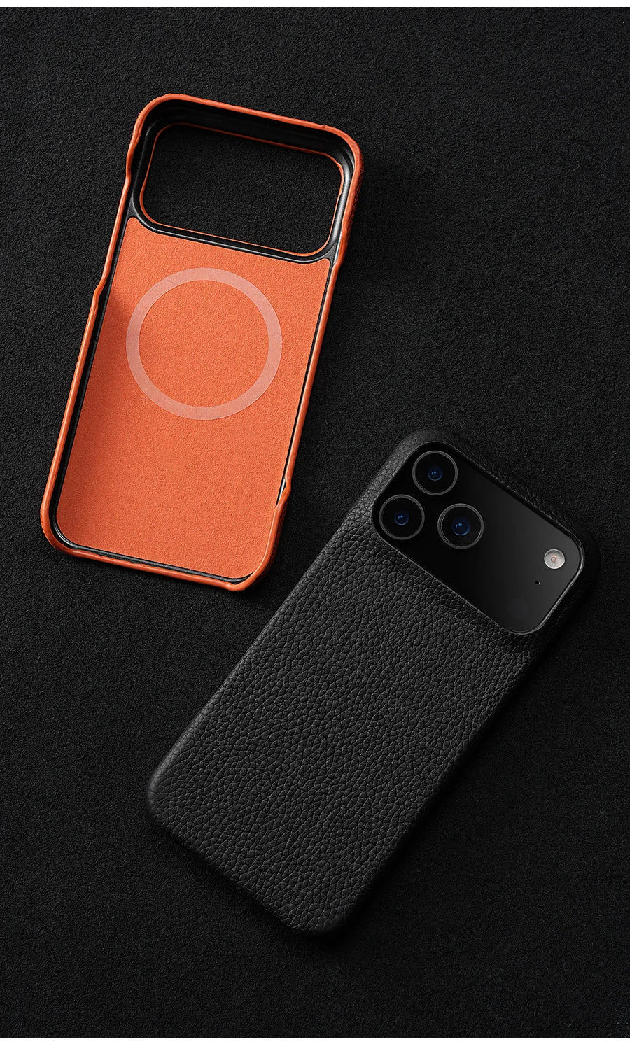 Magsafe Case for iPhone 17 Air 15 16 Pro Max 17Pro Lychee Natural Cowhide Leather Magnetic Protector Luxury Phone Back Cover