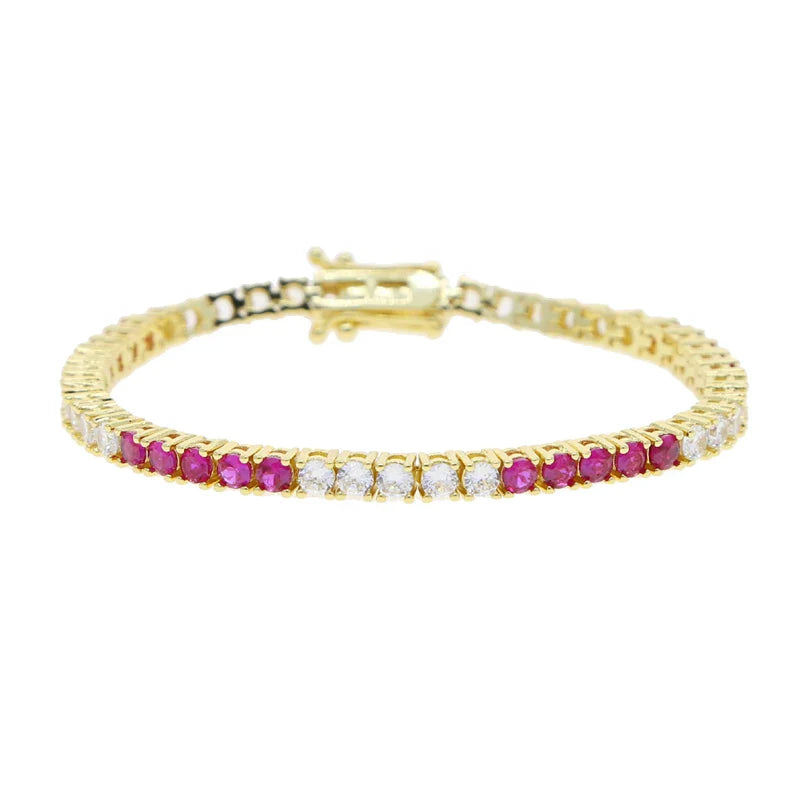 Sdzstone NEW Arrived Fashion Women Jewelry Gold Color High Quality 5A Cubic Zirconia Colorful CZ Tennis Chain Bracelet