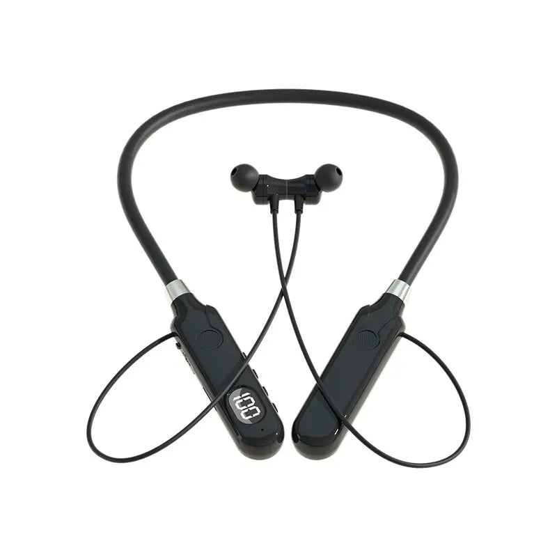 BT-12 Wireless Bluetooth Earphones Headphones Neckband Outdoor Sports Headset with Display Button Control Earbuds for Music