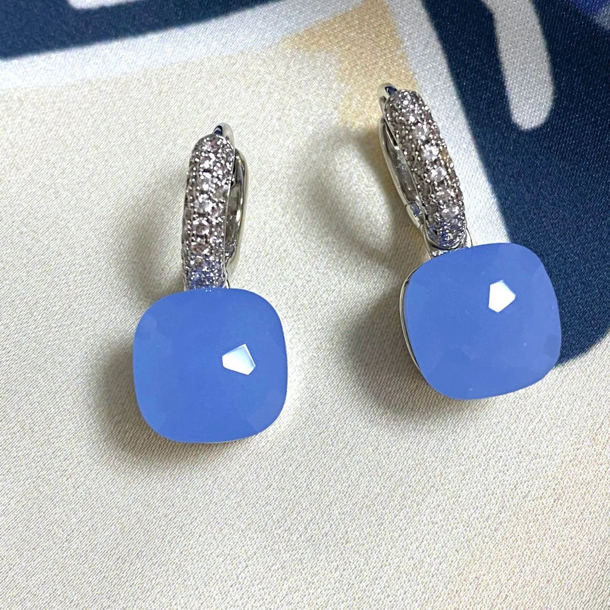 Classic Candy Color Earrings Inlay Transparent Zircon 27Colors Crystal Earrings Platinum Plated Fashion Jewelry For Women