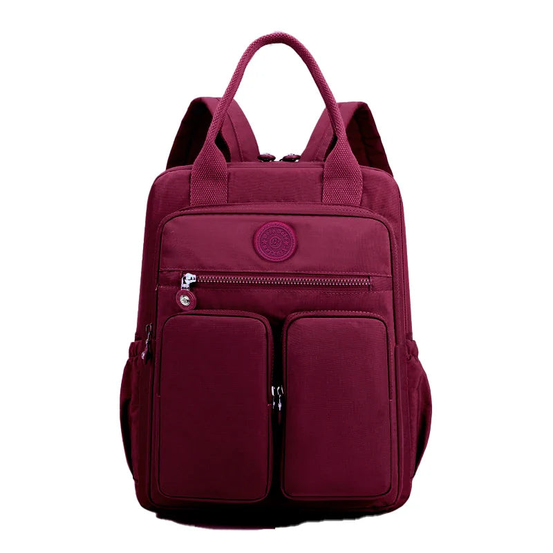 Fashion Woman Backpack Waterproof Nylon Soft Handle Solid Multi-pocket Travel Zipper Feminina School Bags Laptop Backpack