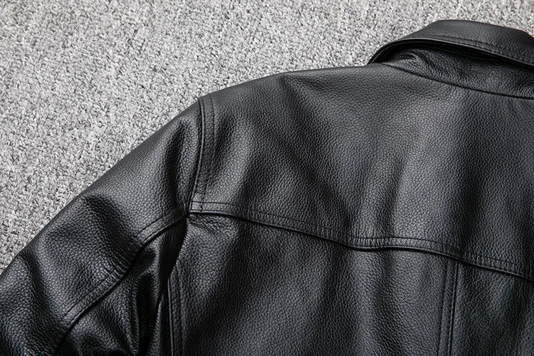 leather jacket casual denim leather coat leather coat PU washed leather, leather soft