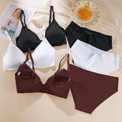 Ice Silk Seamless Bra and panty set, Beautiful Back Push-up Bra