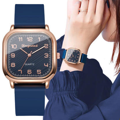 Fashion Square Women Watches Casual Silicone Strap Quartz Watch for Girls Clock Reloj Mujer