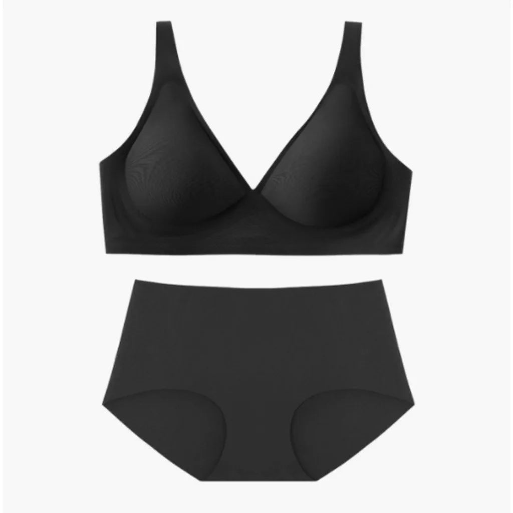 Bra and Panties No Wires Jelly Muscle Bra Comfortable Underwear Set for Women