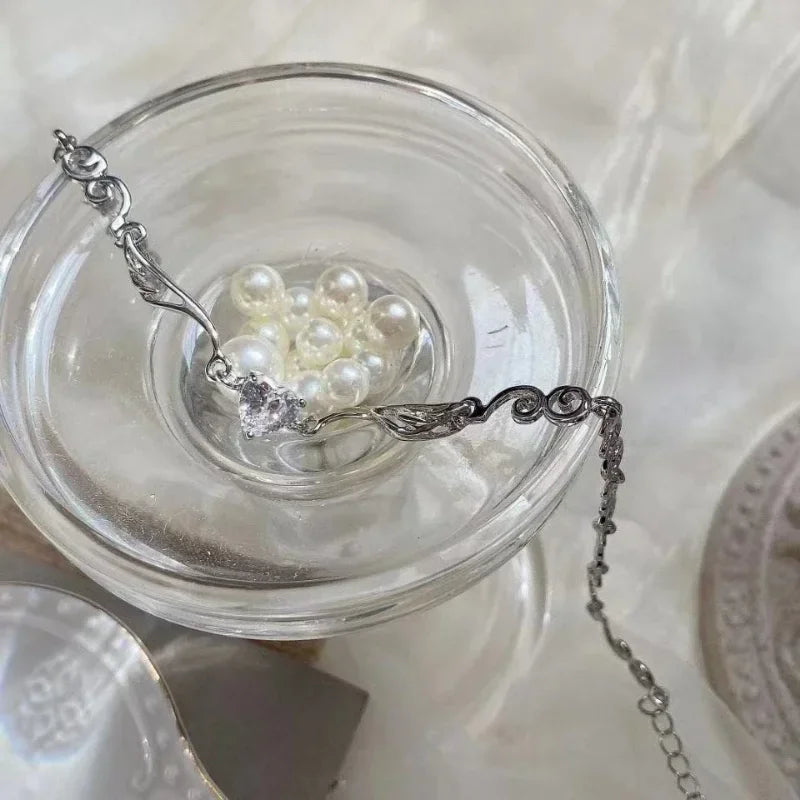 Silver Color Irregular Choker Necklace for Women Love Heart Crystal Clavicle Chain