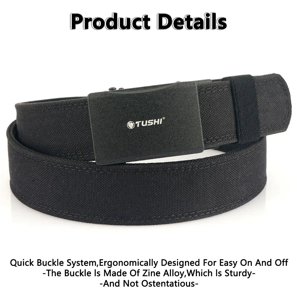 TUSHI New Stiff Tactical Belt for Men Metal Automatic Buckle Military Police Duty Belt 1100D Nylon Gun Belt Casual Girdle Male
