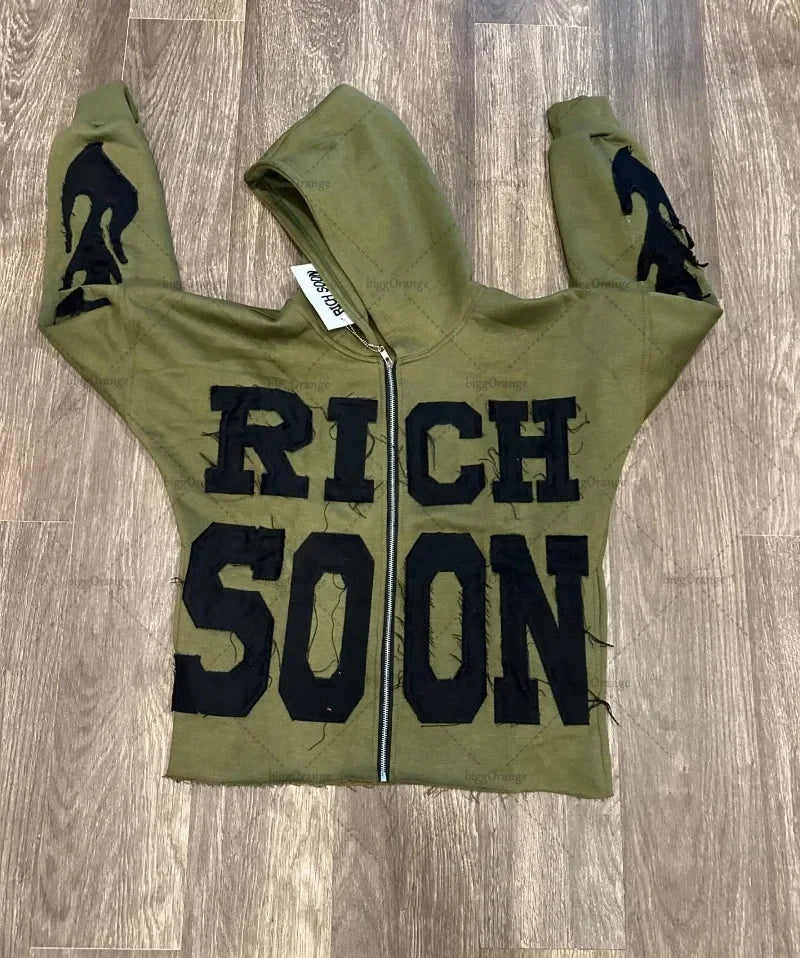 Y2k Harajuku Retro Trendy Brand Letter Embroidery Oversized Sweatshirt Women