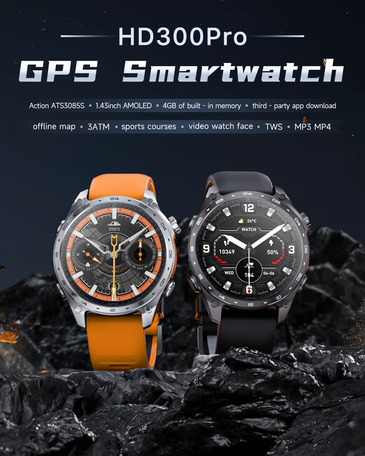 2025New Built-in GPS Offline Map Position Smart Watch Men 4GB Memory 3ATM Waterproof MP3/4 Compass BT Call Swim Sport Bracelets