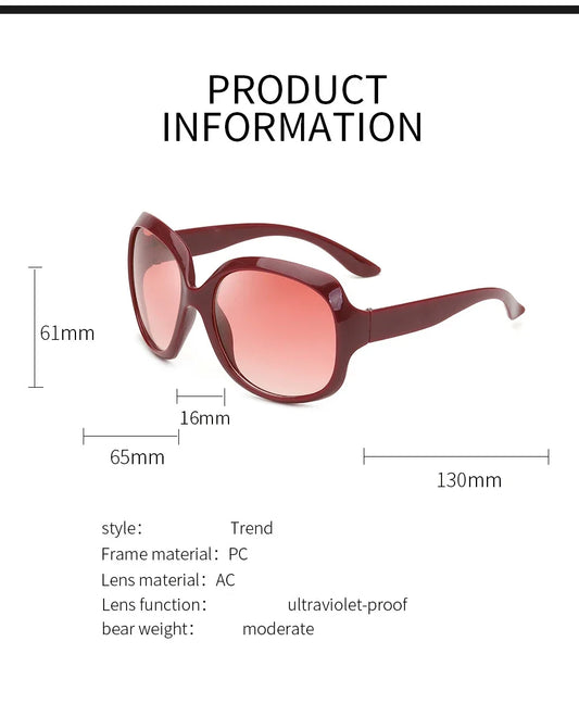 Oversized High-Quality Sunglasses Women Luxury Brand Designers Oval Sun Glasses Vintage Black Shades UV400 Oculos De Sol