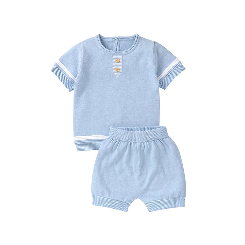 Summer Baby Short Sleeve Clothes Sets Casual Outerwear Newborn Boys Tee Shirts+Shorts Outfits Toddler Infant Knitted Sport Suits