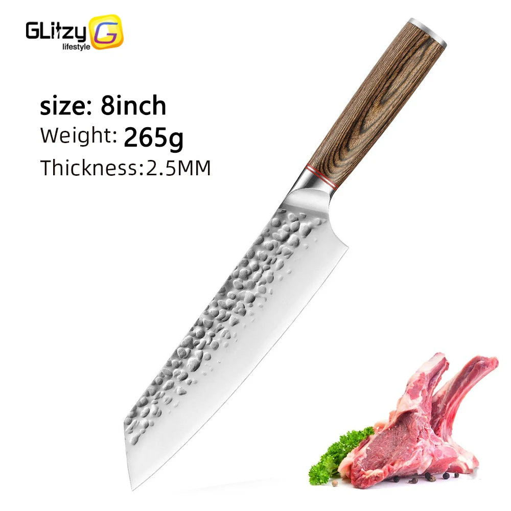 Kitchen Knife Stainless Steel Japanese Chef Knife Full Tang Forged Cleaver Butcher Knife