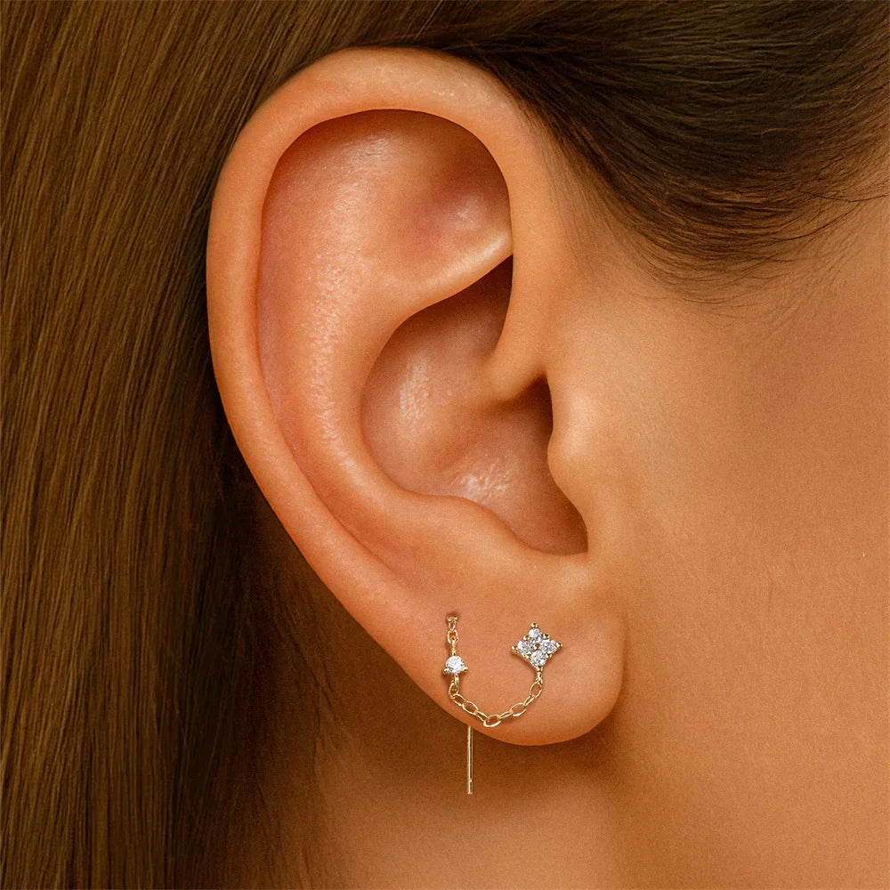 Aide 925 Sterling Silver Long Chain Tassel Baroque Irregular Pearl Dangle Earrings for Women C Shape Earrings Jewelry Pendientes