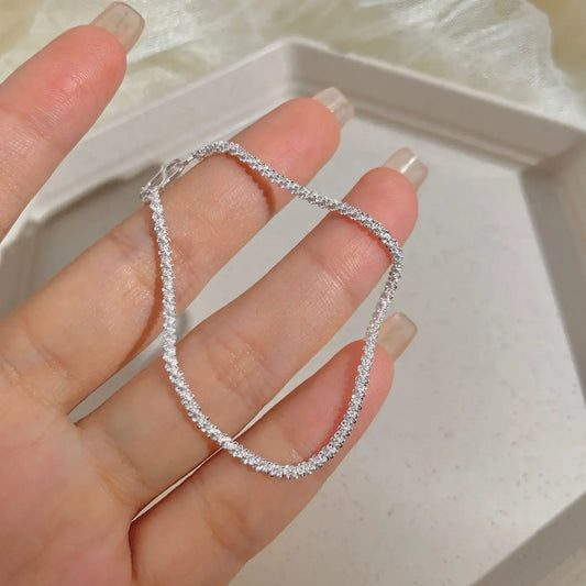 New Silver Colour Sparkling Gypsophila Adjustable Bracelet & Bangle for Women Fine Fashion Jewelry Wedding Party Gift