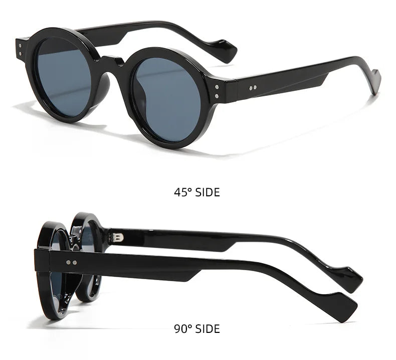 Round Sunglasses Men Punk Double Color Shades UV400 Retro Rivets Decoration Women Trending Sun Glasses Clear Lens Frame