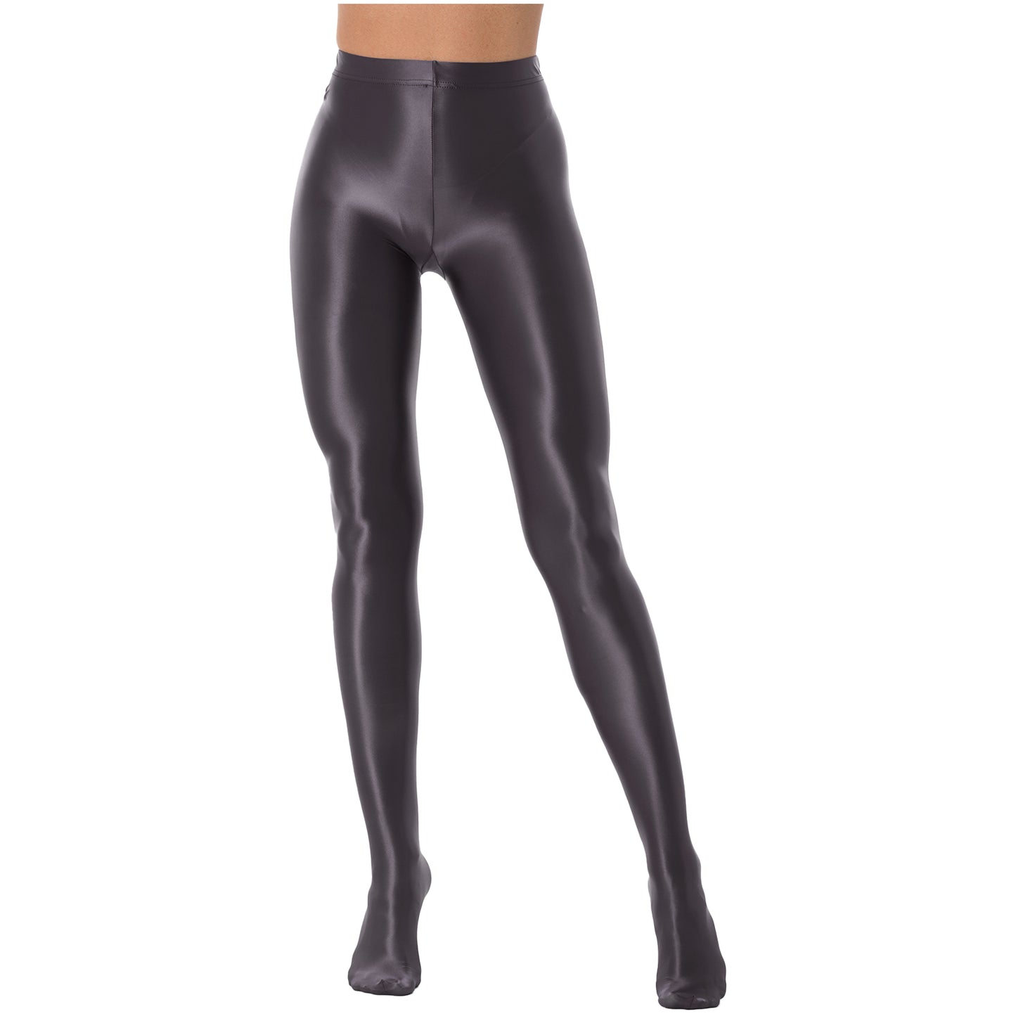 Women Glossy Solid Color Pantyhose High Waist Tights Stockings Footed Leggings