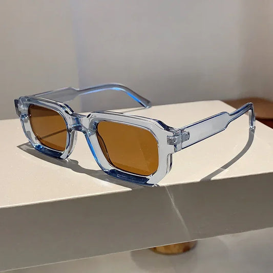 JNPCXI Fashion Blue Square Sunglasses For Women Men Retro Luxury Designer Clear Lens Sun Glasses Shades UV400 Eyeglasses