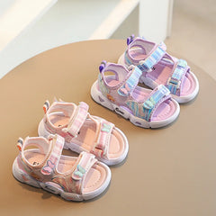 Butterfly Breathable Mesh Soft Sole PVC Princess Flat Shoes Baby Girl Sport Beach Sandals